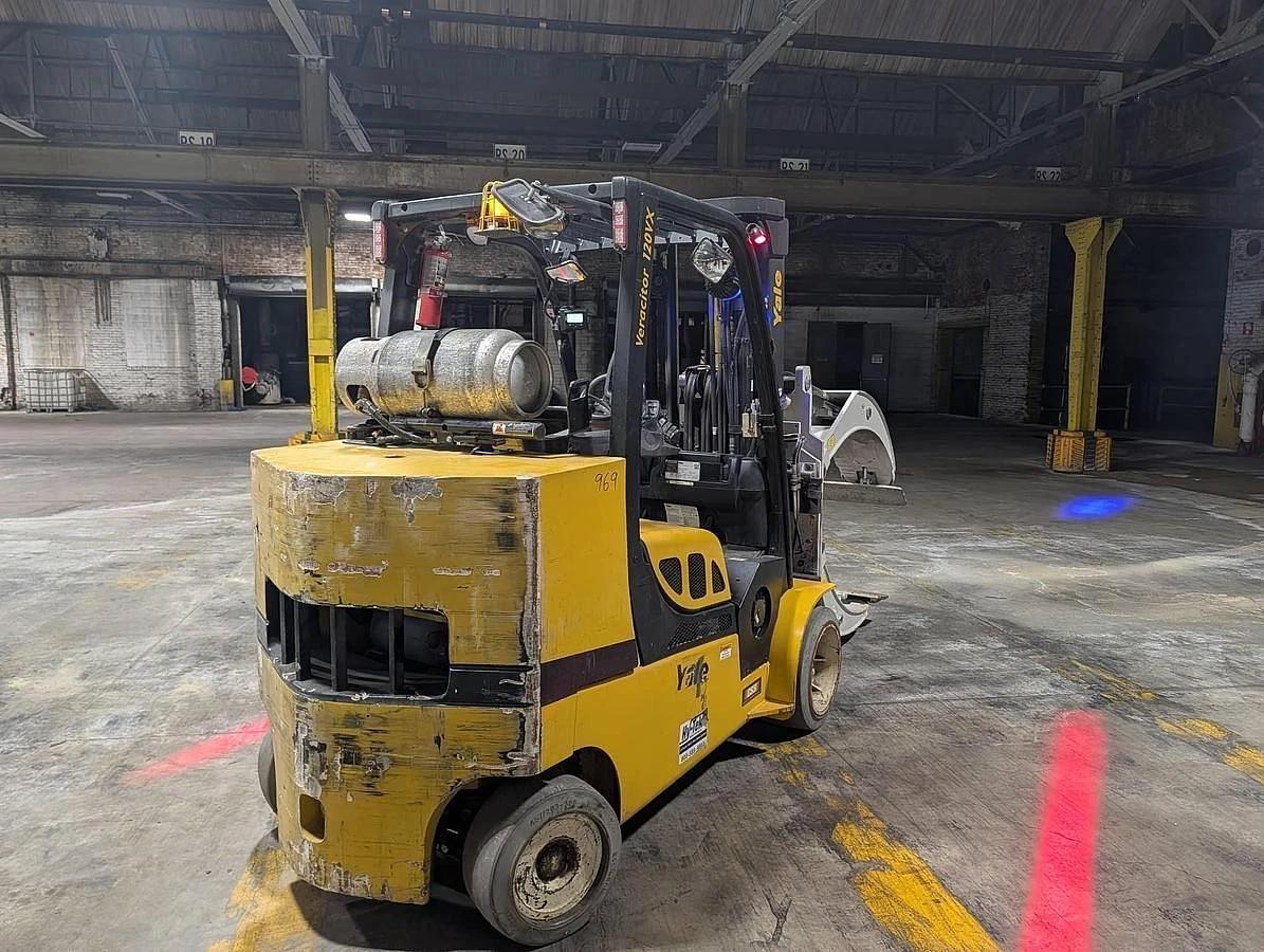 Used 12,000 POUND YALE GLC120VX FORKLIFT TRUCK WITH 84" CASCADE PAPER CLAMP