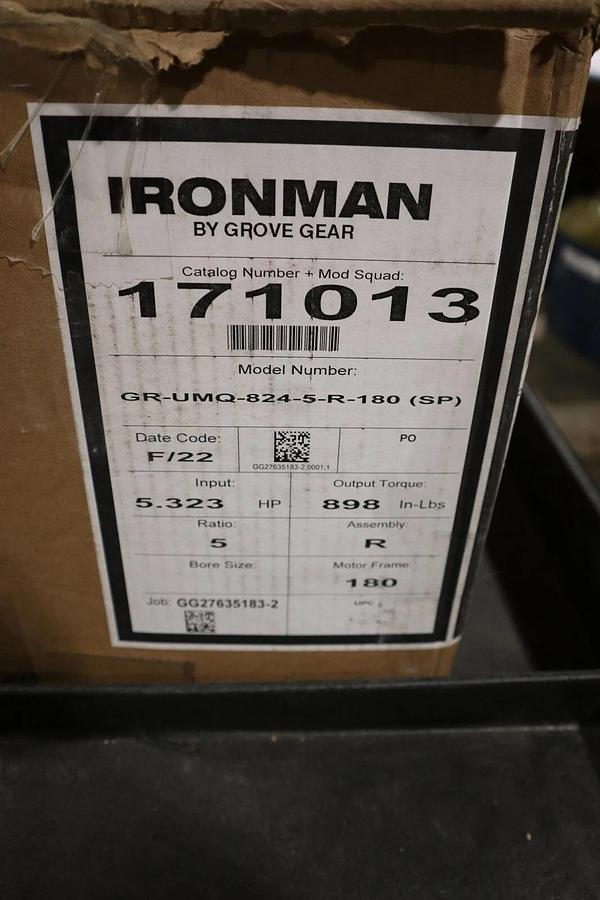 Used Ironman GROVE GEAR Gear Reducer GR-UMQ-824-5-R-180 (SP) / 171013 NEW STOCK #H728