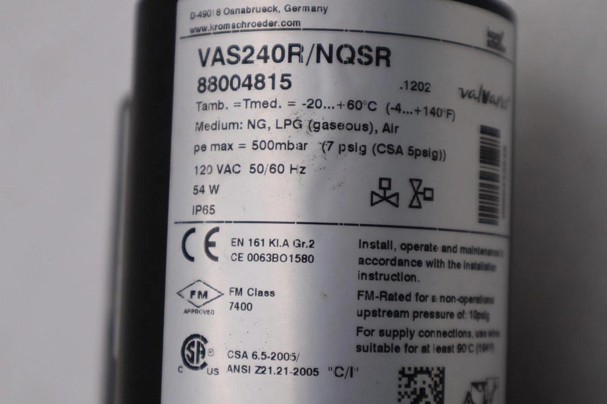 Used KROM SCHRODER VALVARIO 88004815 VAS240R/NQSR Gas Solenoid Valve STOCK H1124