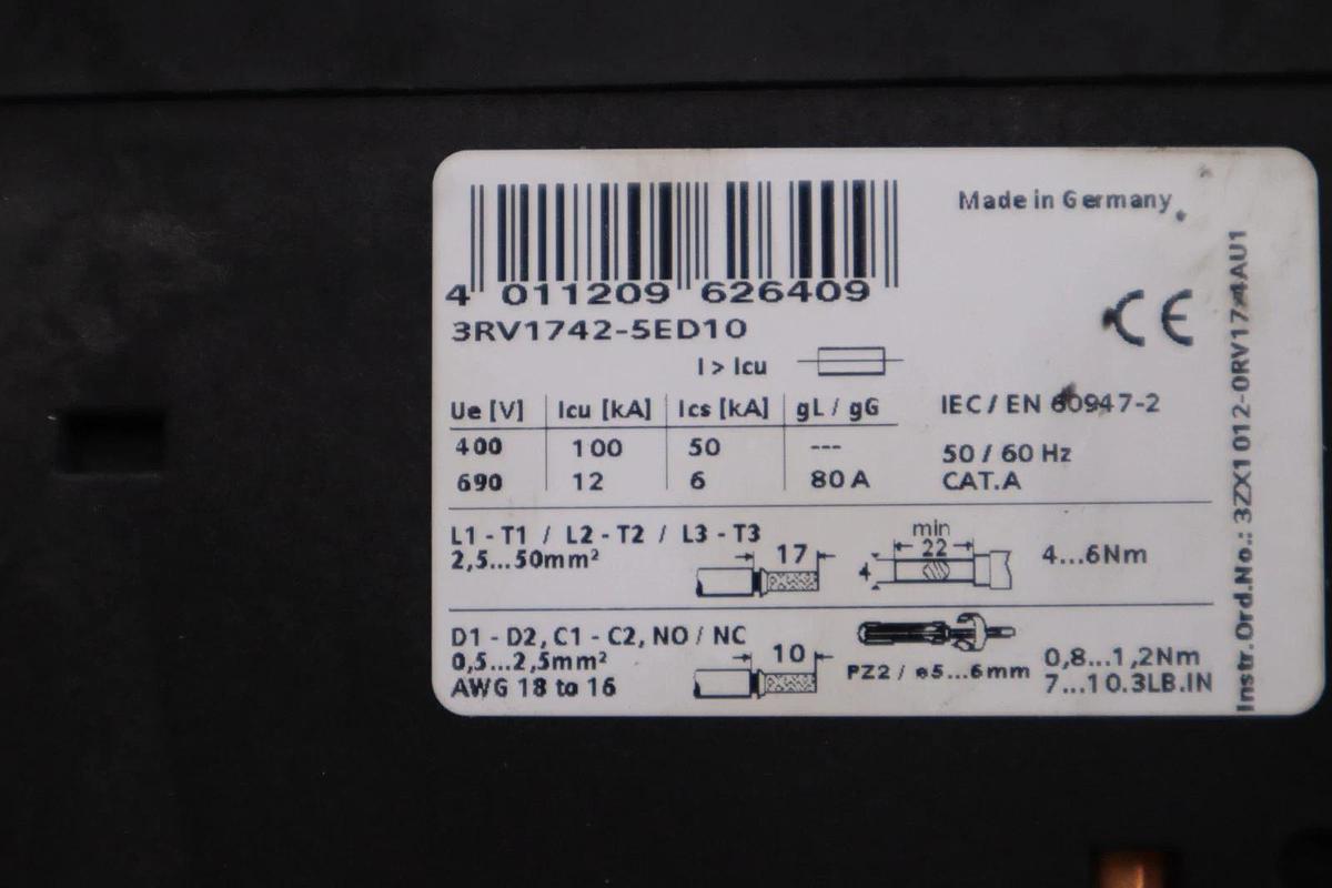 Used Siemens 3RV1742-5ED10 Circuit Breaker 30AMP STOCK H1831