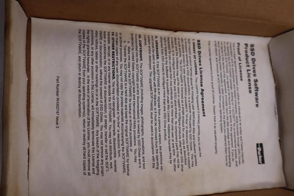 Used PARKER 8906/DSERUN/00 PROJECT RUNTIME TOOL CMR-CH-SOFTWARE-CHARLOTTE-MISC #5685A