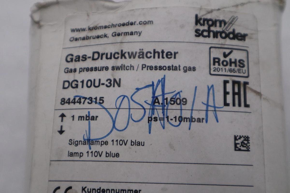 Used NEW KROM SCHRODER DG10U-3N 84447315 GAS PRESSURE SWITCH STOCK H641A