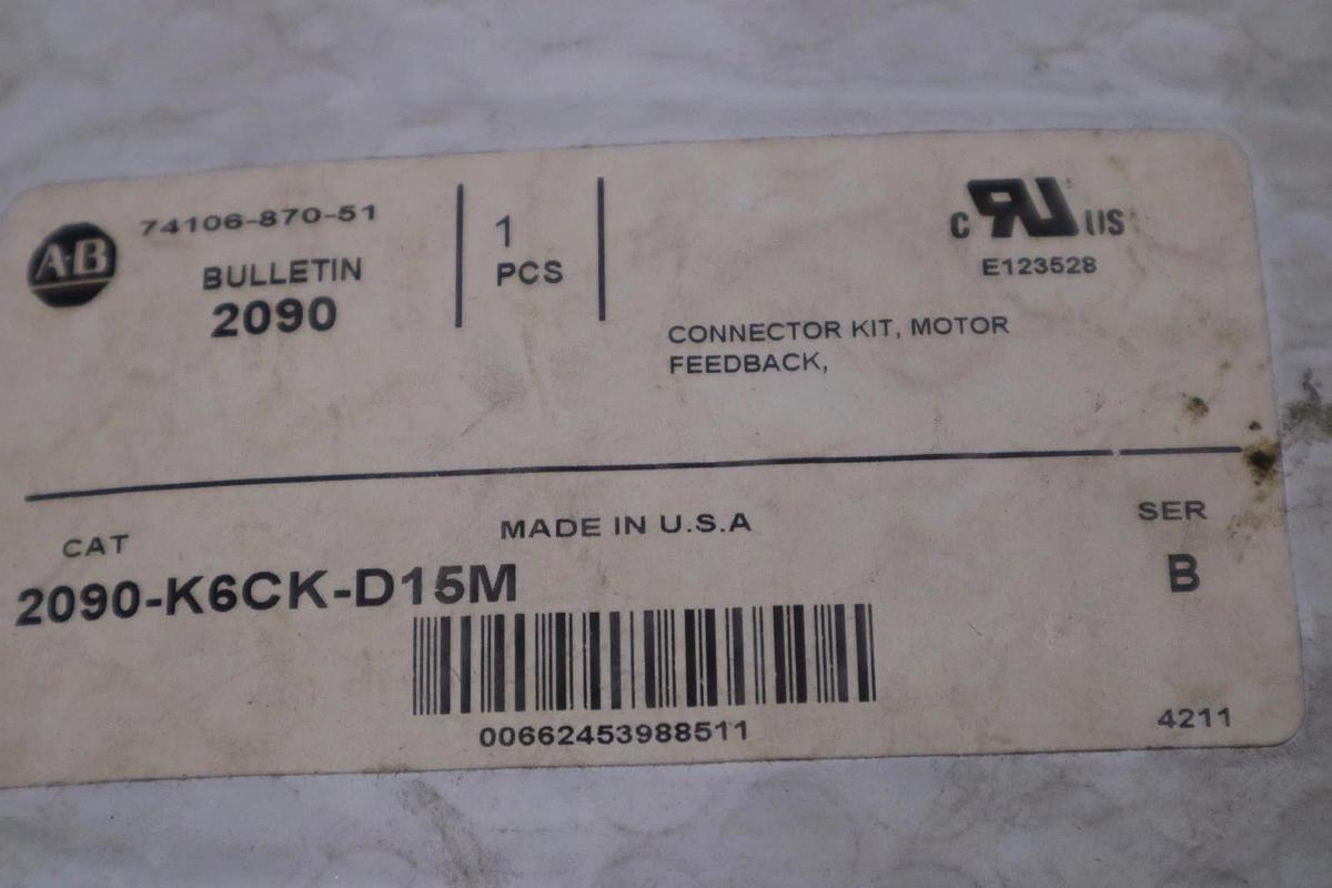 Used LOT OF 2 - Allen Bradley 2090-K6CK-D15M Connector Kit - STOCK GF292A