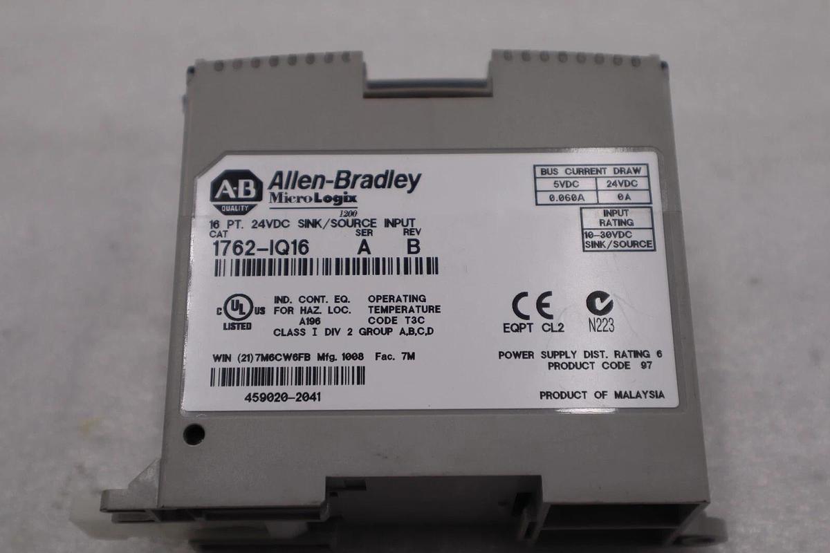 Used ALLEN BRADLEY 1762-IQ16 SER B MicroLogix 24VDC Input Module STOCK L-487C
