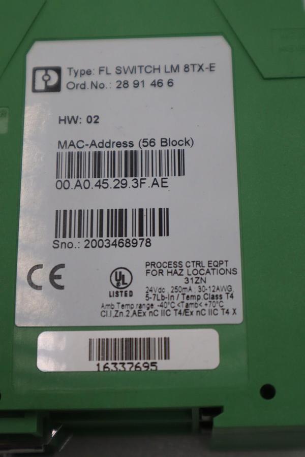 Used PHOENIX CONTACT FL SWITCH LM 8TX-E ETHERNET SWITCH - STOCK GF243A