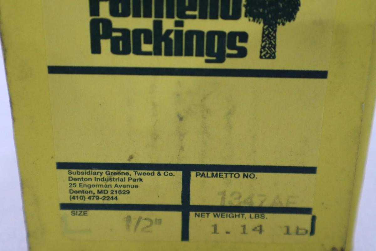 NEW IN BOX PALMETTO PACKING 1347AF Packing Seal 1/2 Sq In. STOCK H452A
