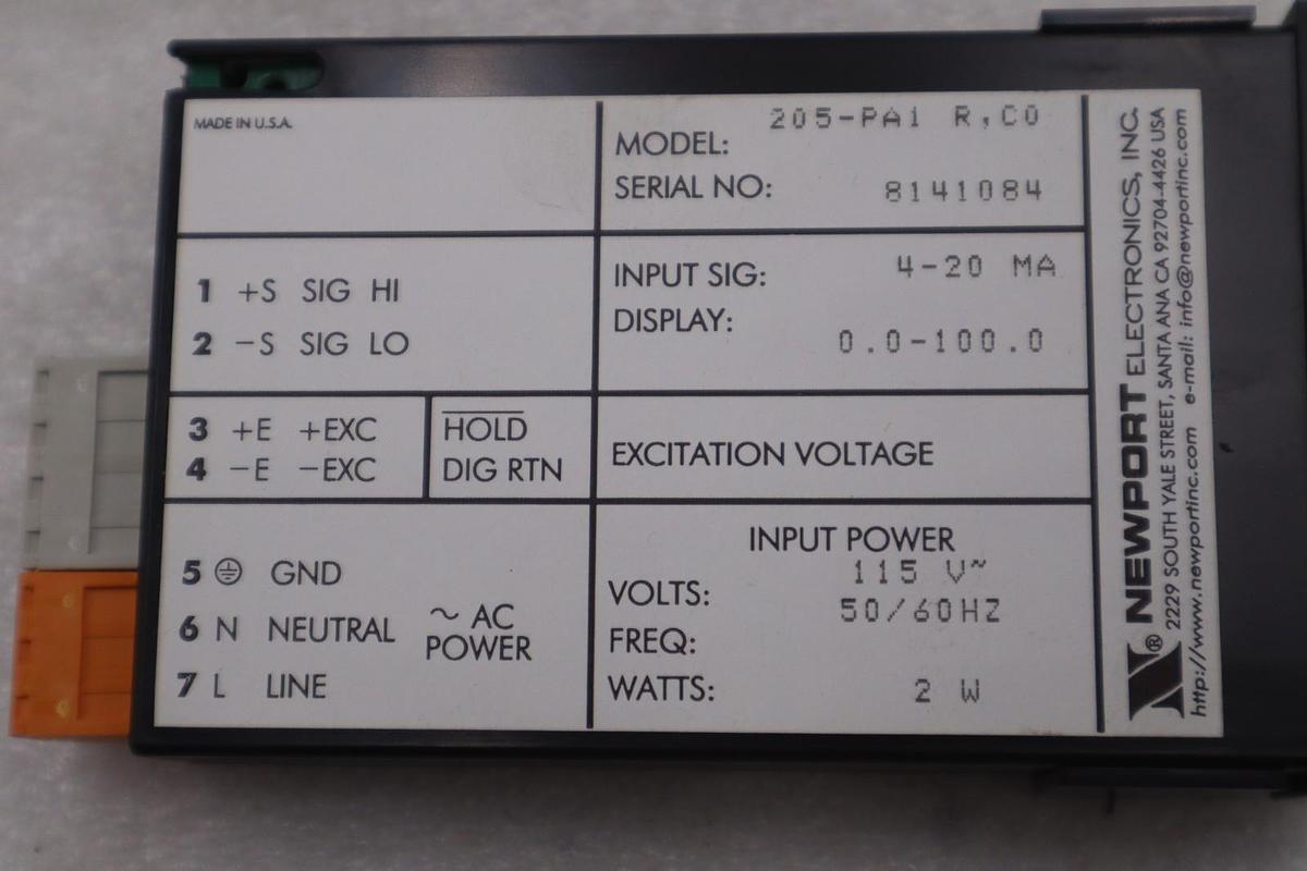 Used NEW OPEN BOX NEWPORT 205-PA1 R C0 PANEL METER PROCESS CONTROL STK GF346A