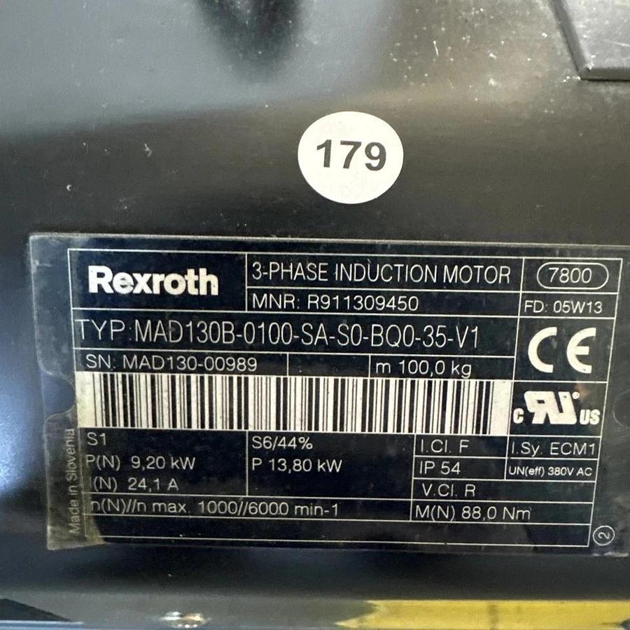Used Rexroth R911309450 Used Servo 3ph Induction Motor MAD130B-0100-SA-S0-BQ0-35-V1