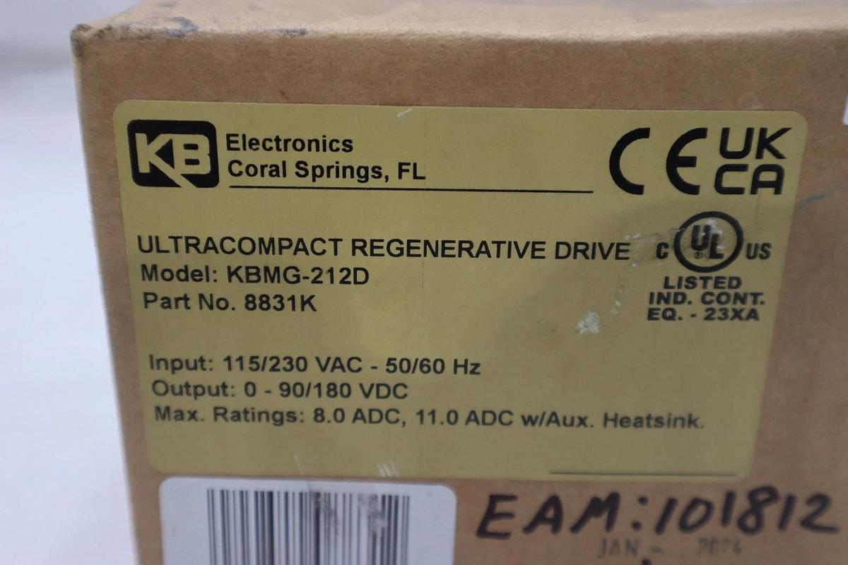 Used NEW KB Electronics Regenerative DC Motor Control KBMG-212D 8831K STK GF139A