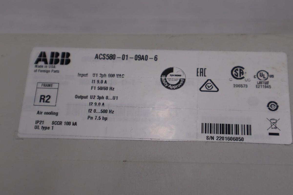 Used ACS580-01-09A0-6 AC DRIVE SERIES GENERAL PURPOSE 3 PHASE 5 HP - STOCK GF-301
