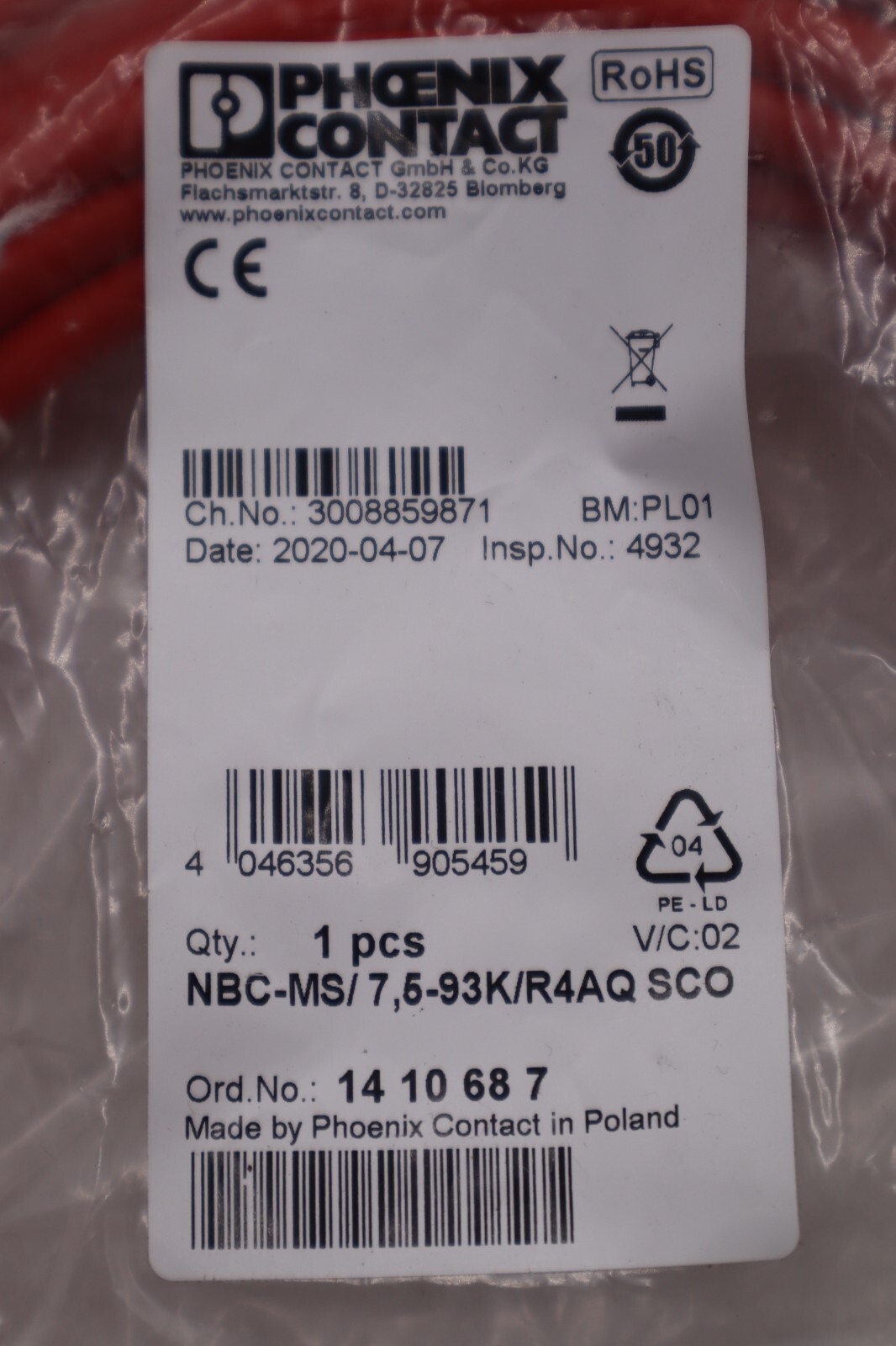 PHOENIX CONTACT NBC-MSD/7,5-93K/R4AC SCO / NBCMSD10093KR4ACSCO L-150A