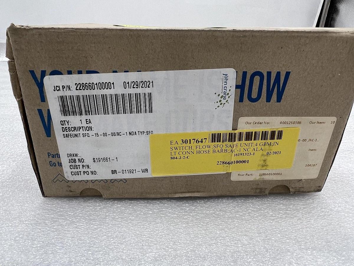 John Crane SFP-15-00 Safeunit Water Flow & Pressure Control Monitoring STK 3376
