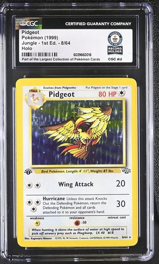 Used Pokemon Pidgeot Jungle 1st Edition Holo Rare 8/64 CGC WORLD RECORD HOLDER 1/1