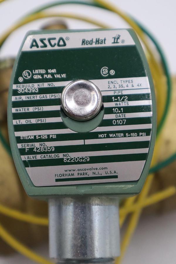 Used NEW ASCO REDHAT 8220G29 110/120V 5-150PSI 1-1/2" NSNP STOCK H505A