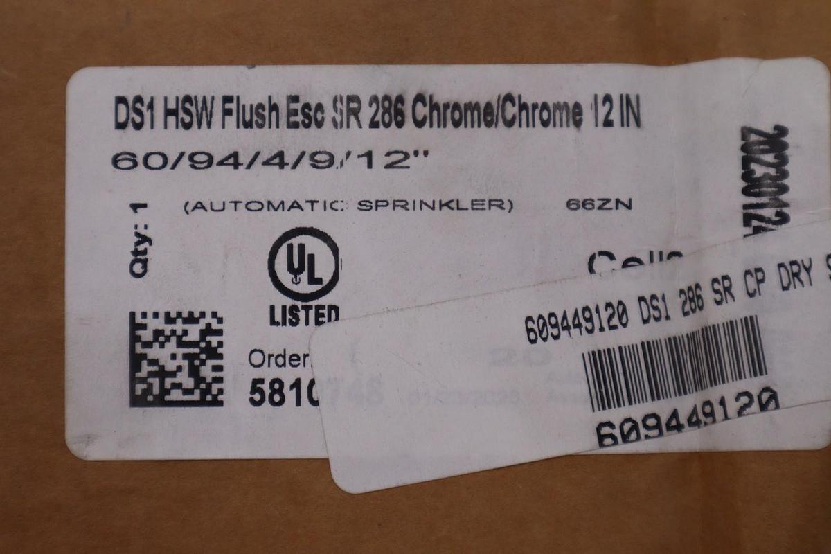 TYCO DS1 HSW FLUSH ESC SR 286 CHROME 60-94-4-9-12" STOCK #2195A