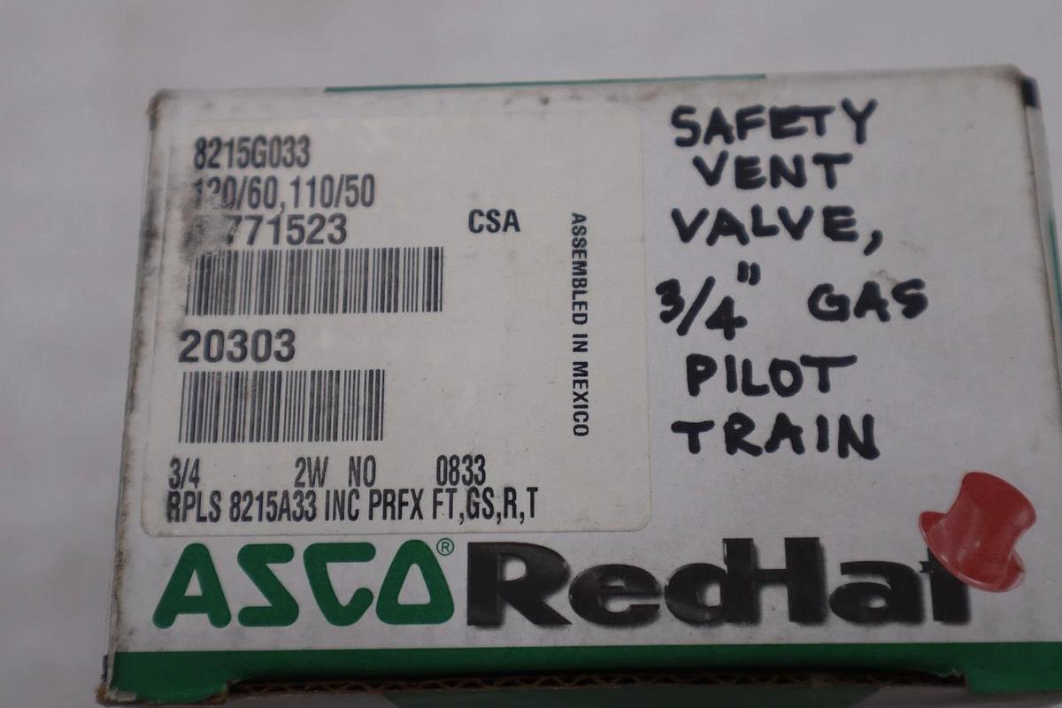 Used NEW ASCO 8215G033 SOLENOID VALVE 3/4" 125 PSI STOCK GF-79A