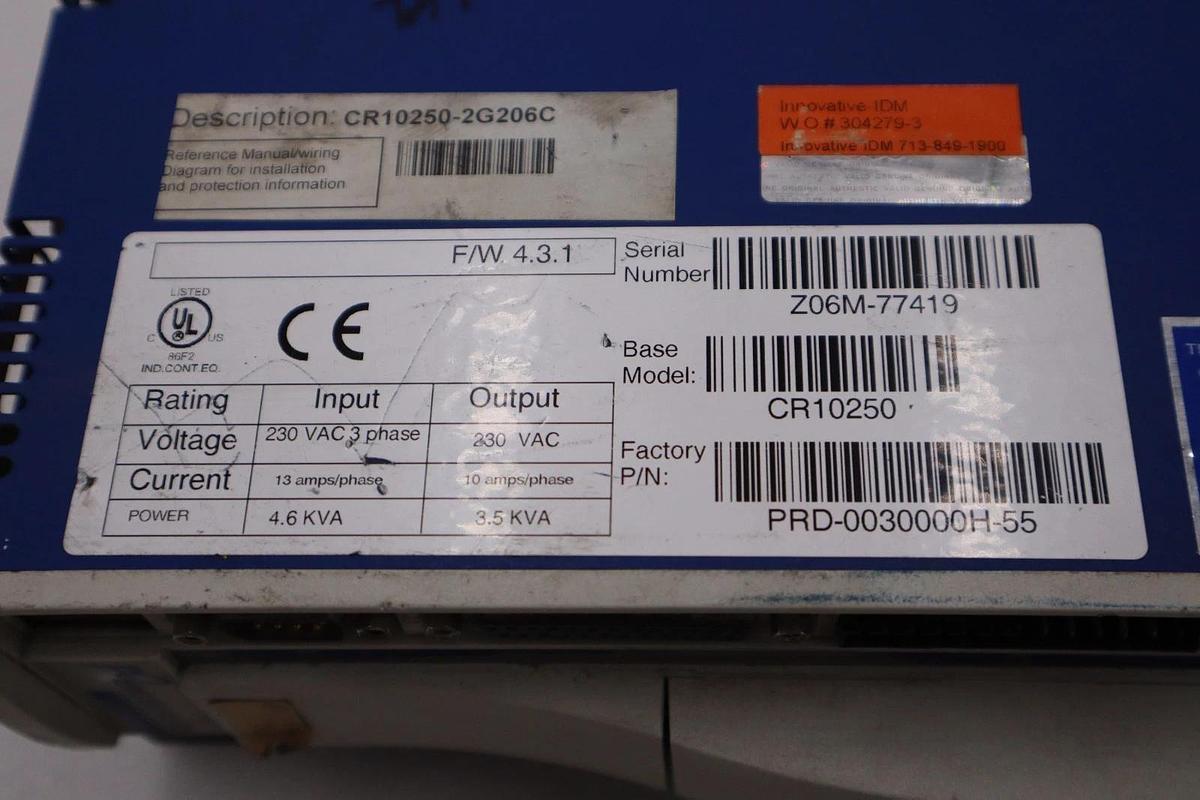 Used KOLLMORGEN CR10250/ CR10250-2G206C Servo Drive STOCK H1486
