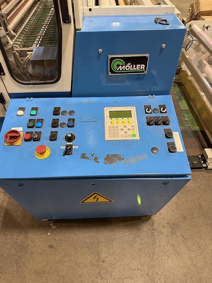Used 40" (1000MM) MOLLER RW 1000 PLASTIC / GIFT WRAP COUNTER ROLL REWINDER LINE