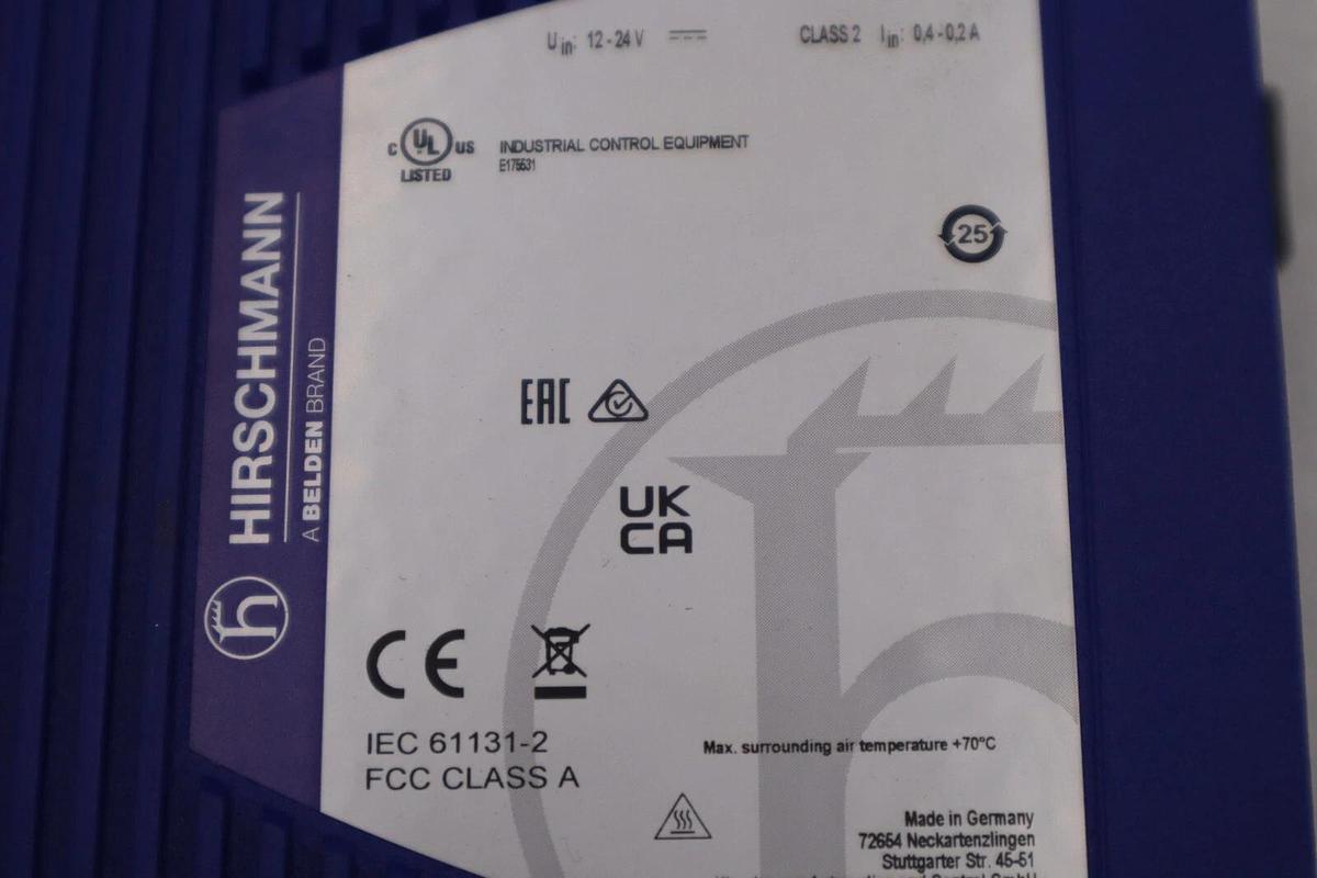 Used Hirschmann IEC 61131-2 Spider 8TX Rail Ethernet Switch STOCK 1813B