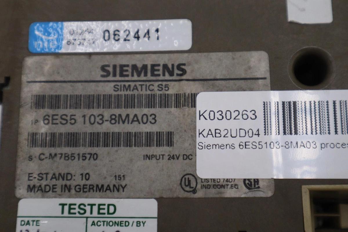 Used Siemens 6ES5 103-8MA03 Simatic S5-100U CPU STOCK L-387-C