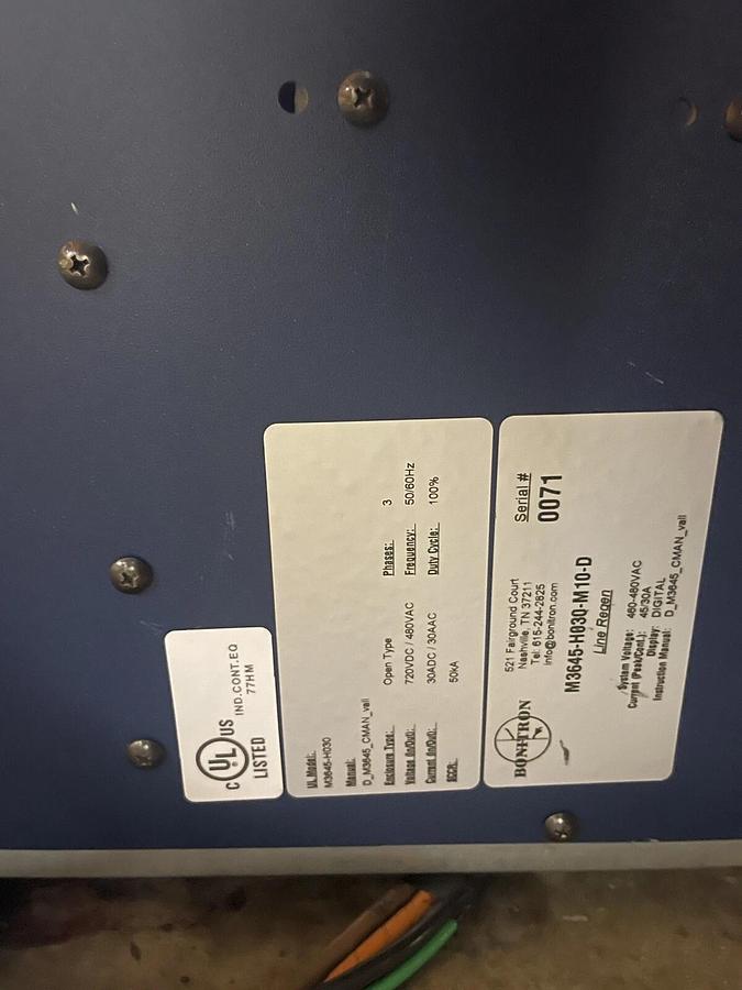 NEW BONITRON M3645-H030-M10-D / M3645H030M10D LINE REGEN 30 HP STOCK 3338