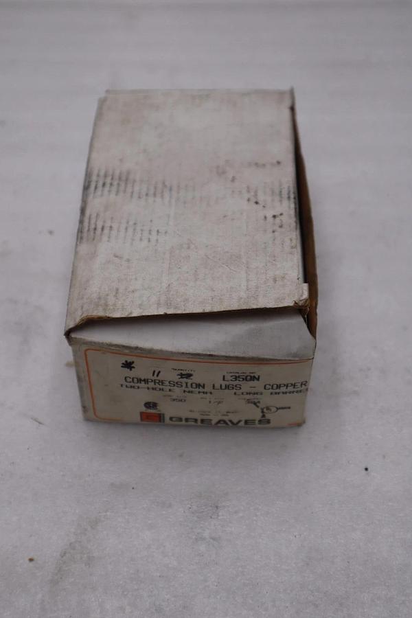 Used BOX OF 11 - GREAVES L350N Copper Compression Lugs 2-Hole - STOCK 5824A