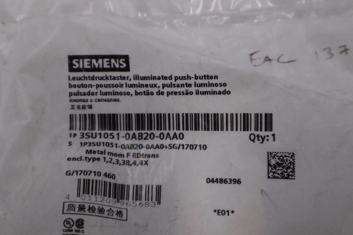 Used NEW SIEMENS Button Operation Head 3SU1051-0AB20-0AA0 STK H1617A