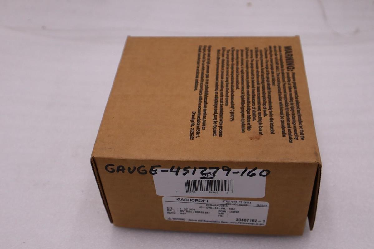 Used NEW OPEN BOX Ashcroft 45-1279-AS-04L-160# Pressure Gauge 4.5" STK GF77