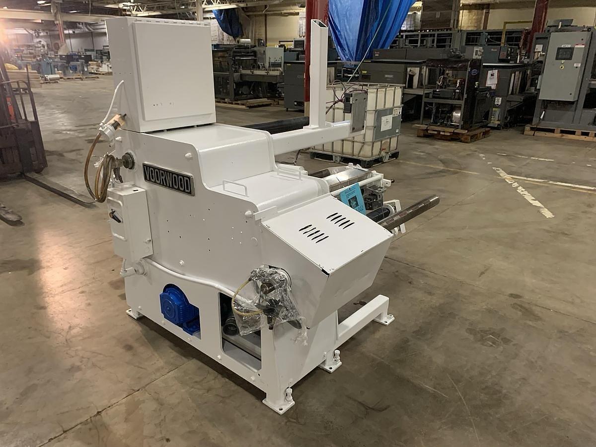 Used 30” VOORWOOD DUPLEX MODEL 30-24 SLITTER REWINDER WITH TRIM BLOWER