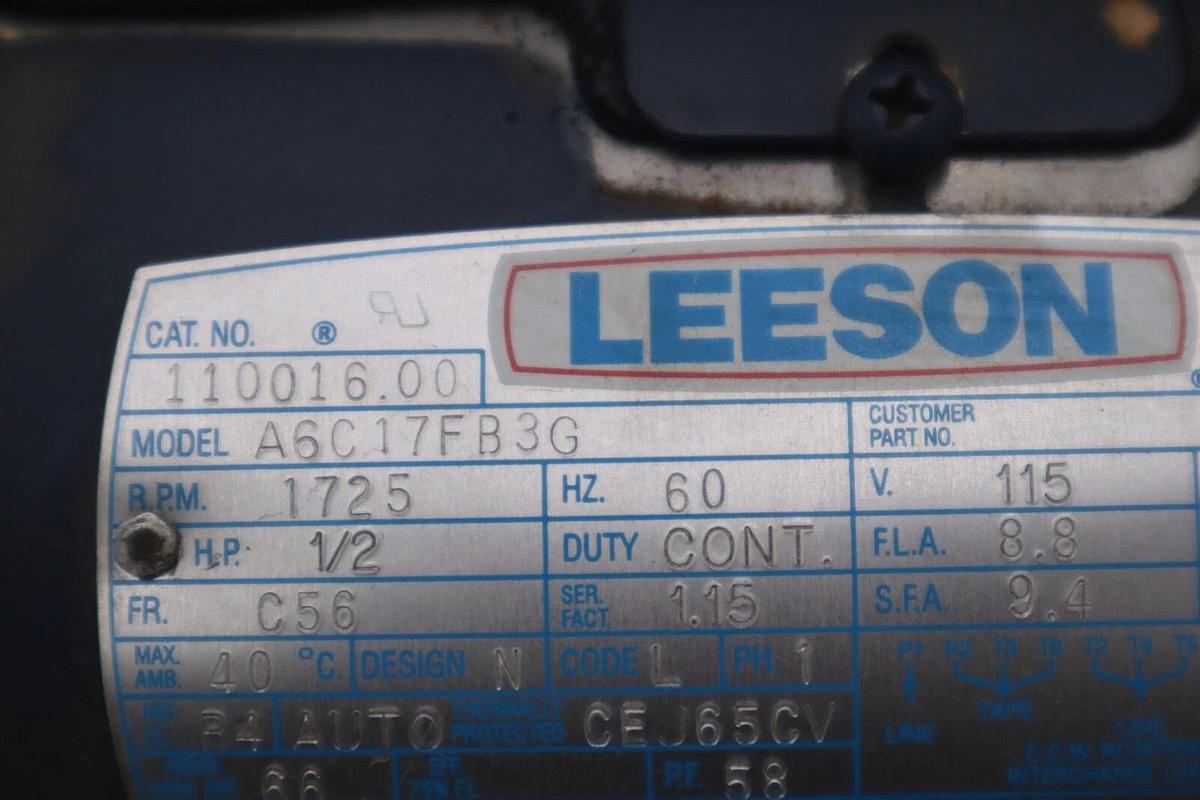 LEESON 110016 A6C17FB3G MOTOR 1/2 HP 115V STOCK #M-7