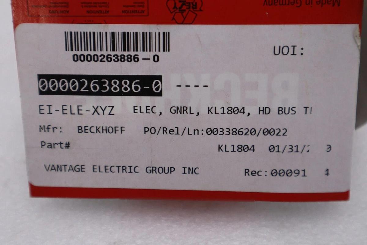 NEW OPEN BOX Beckhoff KL1804 PLC Module STOCK G908A