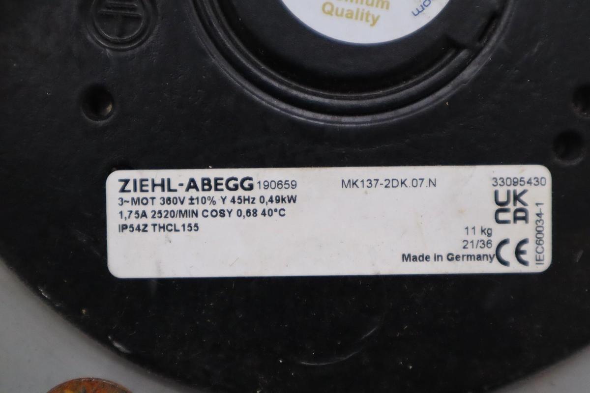 Used NEW ZIEHL-ABEGG MK137-2DK.07.N 360V 45Hz 0.49kW 1.75A STOCK H1265