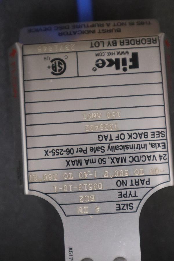 Used NEW OPEN BOX Fike BC2 D3513-10-1   4 Inch Burst Indicator STOCK SGF141