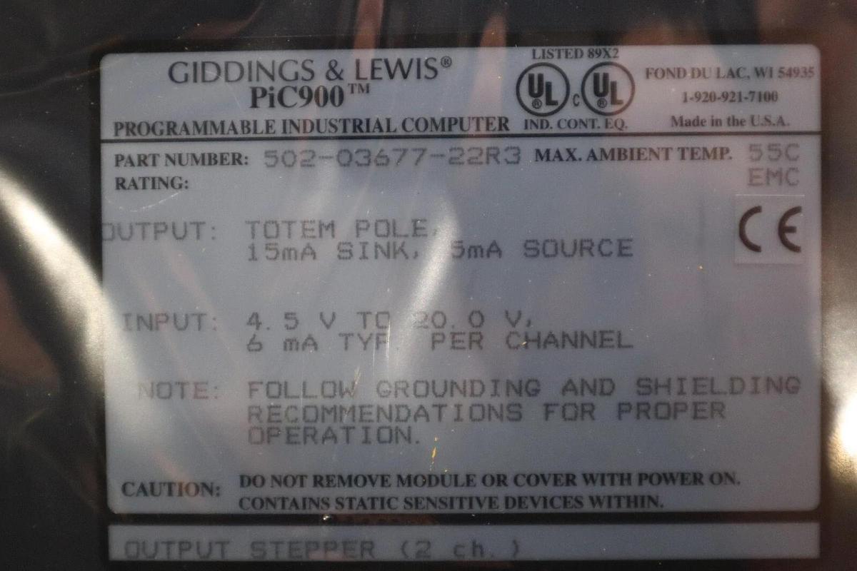 Used NEW Giddings & Lewis 502-03677-22R3 PiC900 Stepper Module STOCK 3799A