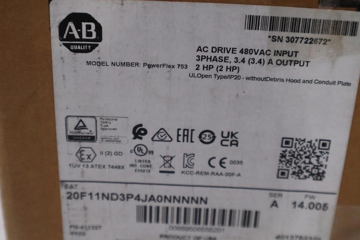 Allen-Bradley 20F11ND3P4JA0NNNNN 2HP PowerFlex 753 AC Drive NEW IN BOX #G-111B