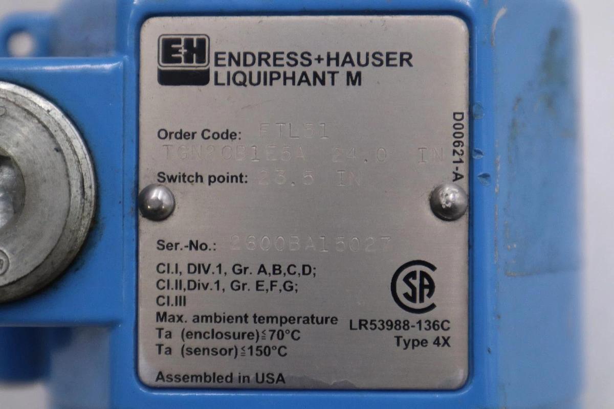 Endress + Hausser FTL51/ FTL51-TGN2CB1E5A Liquiphant M Level Switch STOCK H1394
