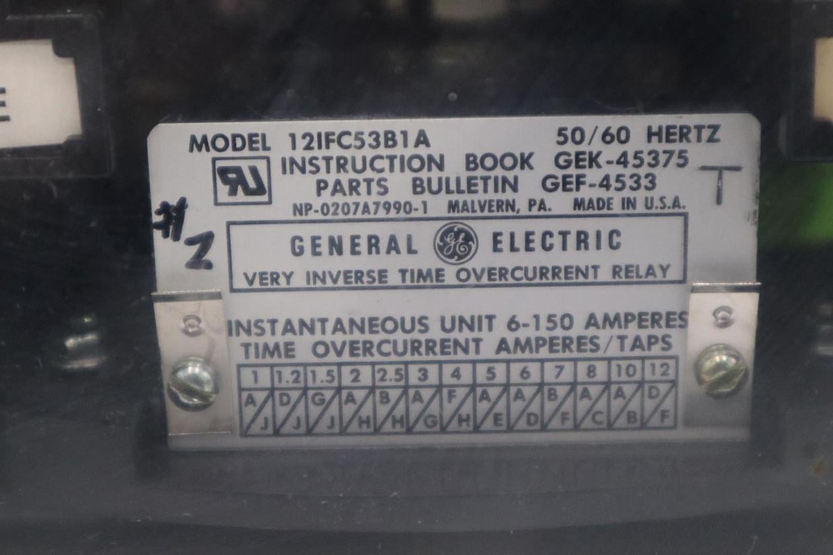 Used GE 12IFC53B1A Overcurrent Relay 6-150 AMP 50/60 HERTZ - STOCK GF174