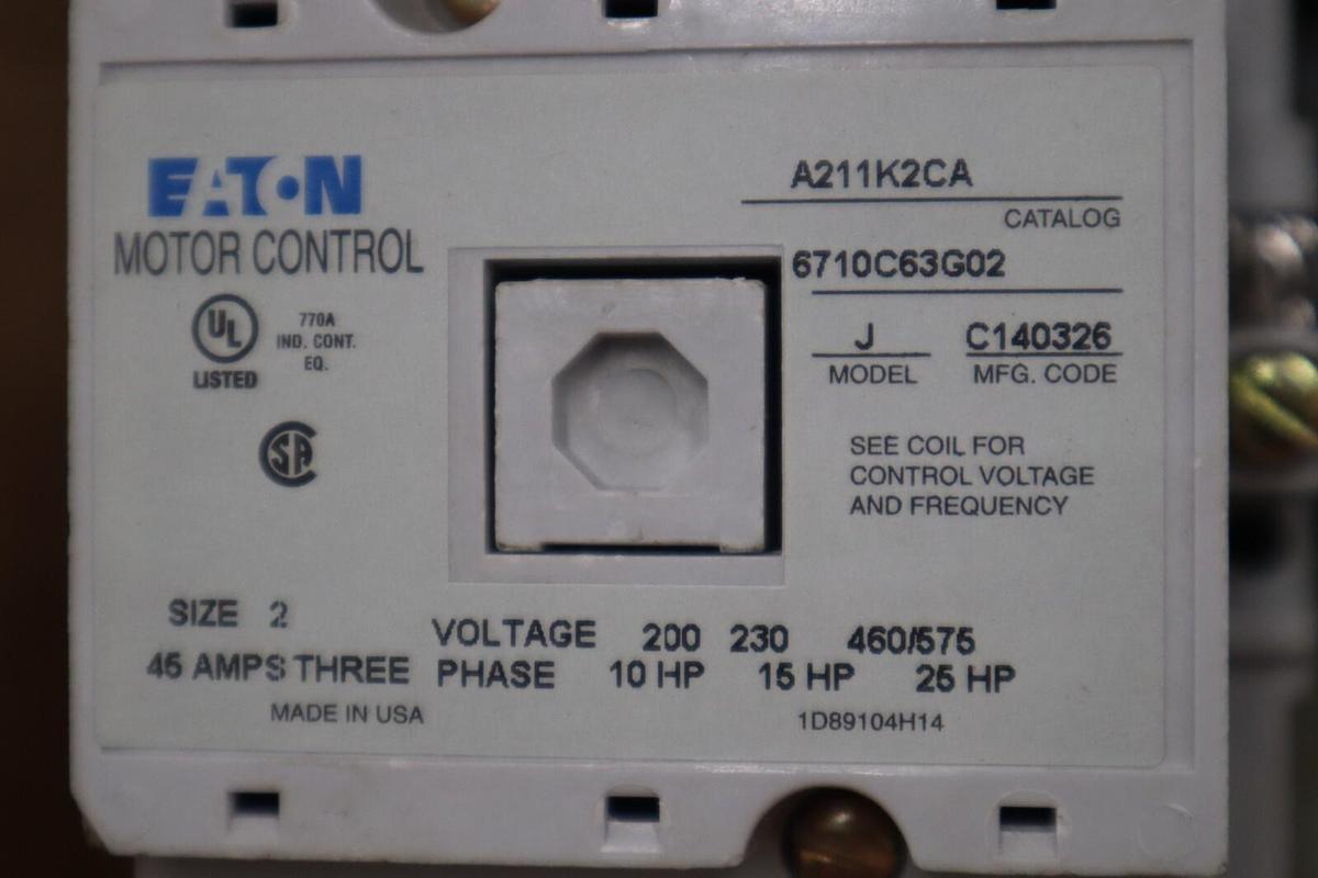 Used Eaton A211K2CA, Horizontal Reversing Contactor, Nema Size 2 NEW IN BOX #G494