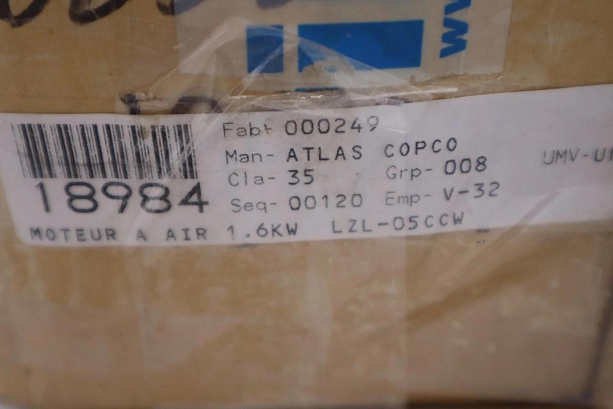 New OPEN BOX Atlas Copco LZL05 Pneumatic Air Motor 100PSIG R/Min 9000 STK SGF128