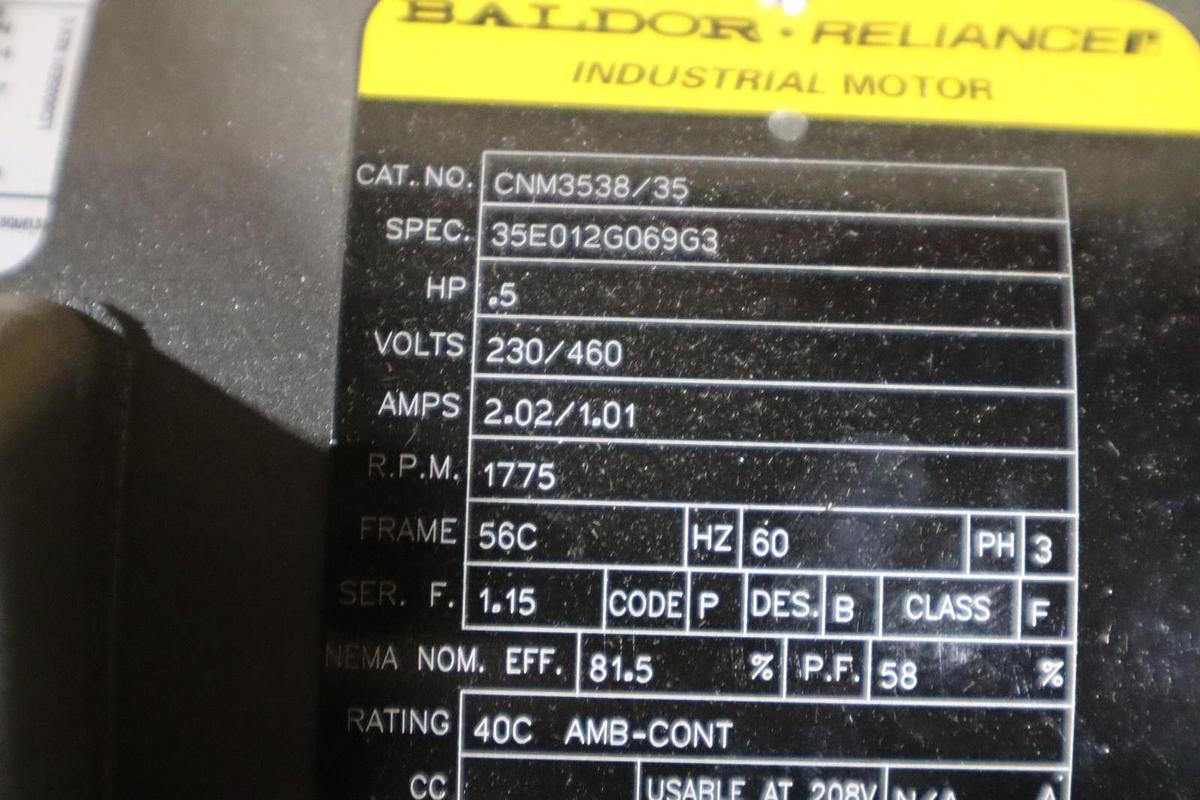 Baldor CNM3538/35 Industrial  Motor .5 HP 230/460 V 1770 RPM 3 PH - STOCK SGF66