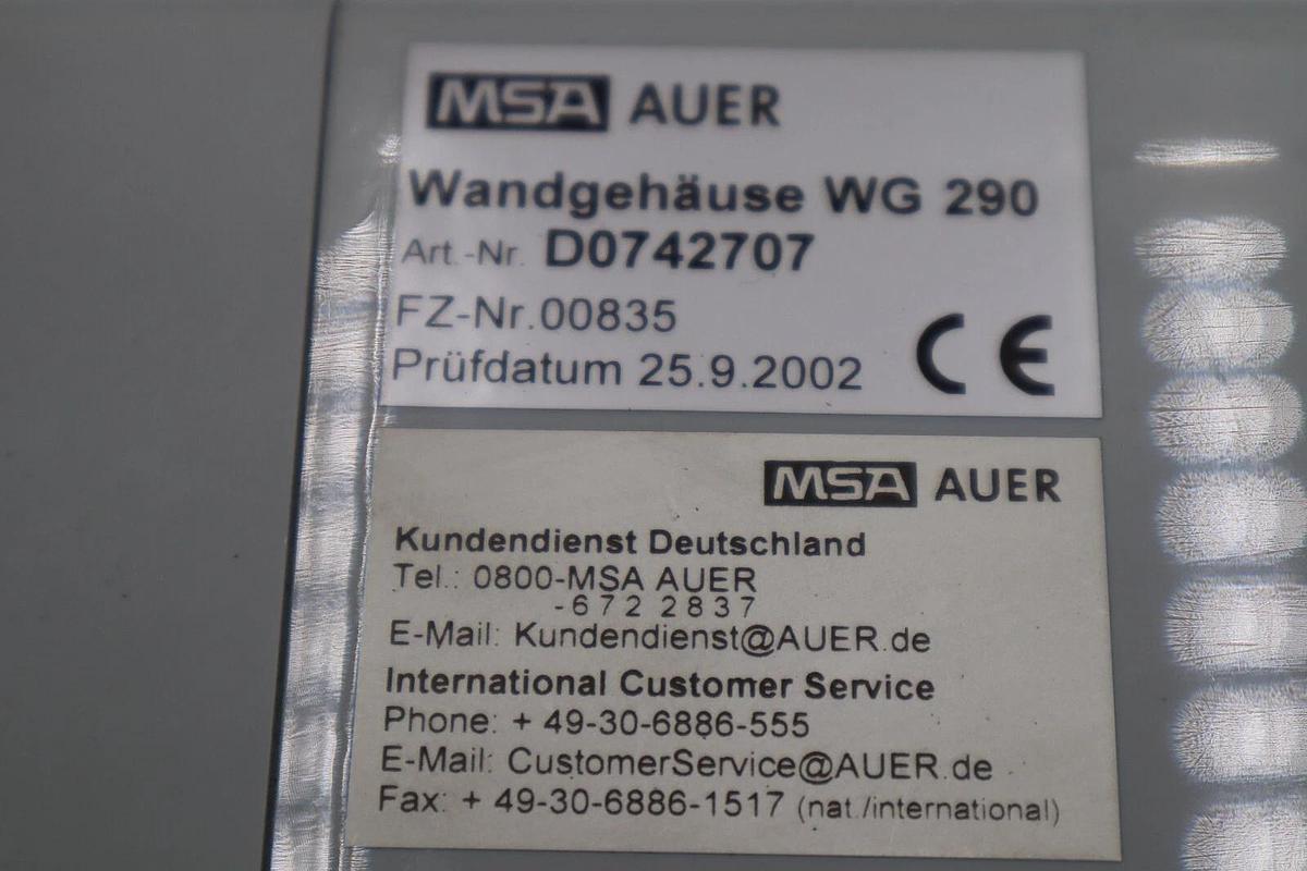 Used MSA Auer Wandgehäuse WG290 GEB D0742707 STOCK 1388-C