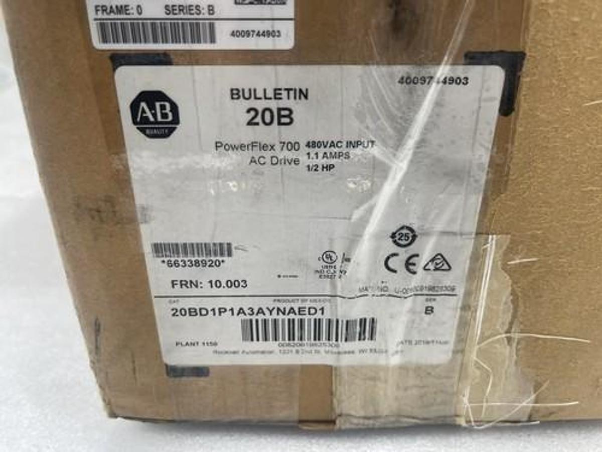 Used NEW Allen Bradley PowerFlex 700 AC Drive 20BD1P1A3AYNAED1 0.5 HP 480V STOCK 3698