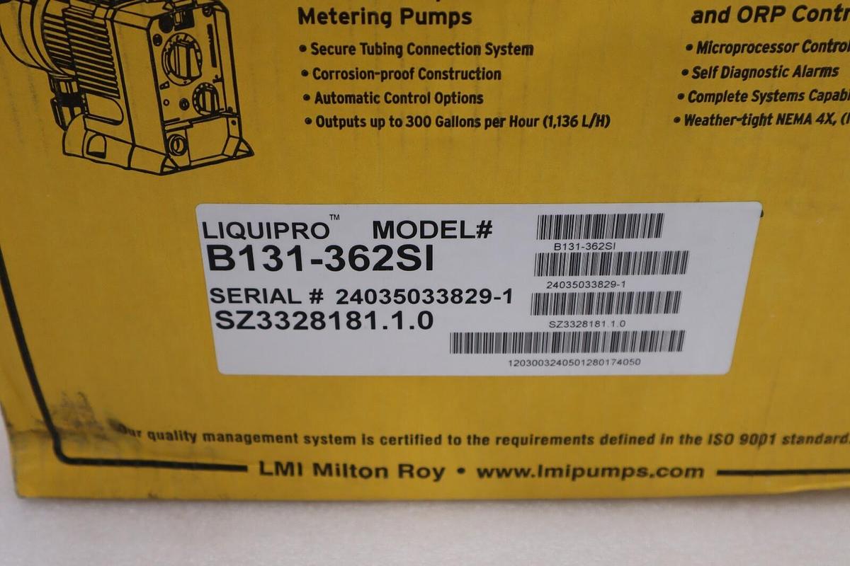 NEW IN BOX LMI MILTON ROY LIQUIPRO B131-362SI Metering Pump STOCK H425
