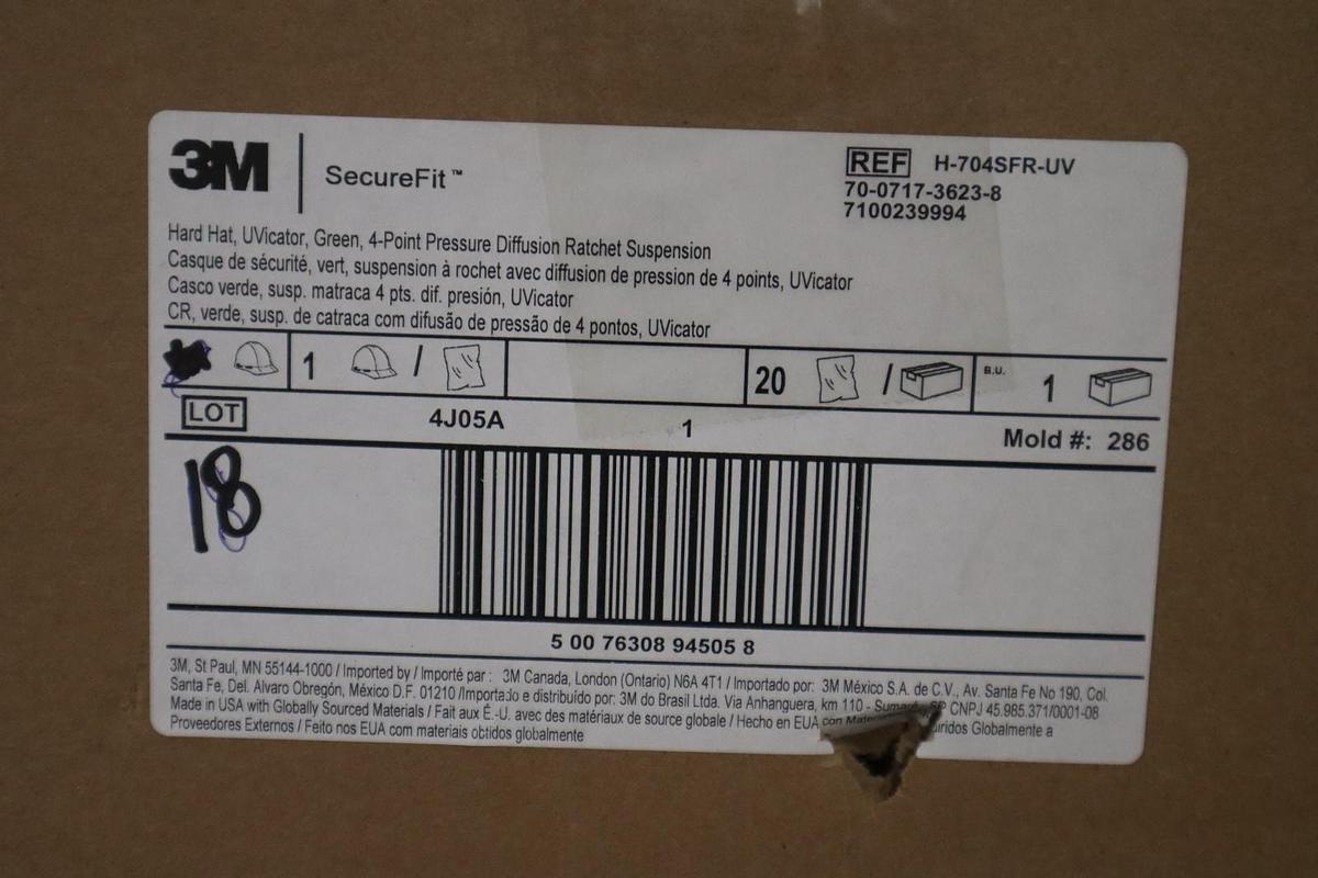 LOT OF 2 - 3M H-704Sfr-Uv Securefit(Tm) Hard Hat, Hdpe, 4 Point Ratchet - SGF87