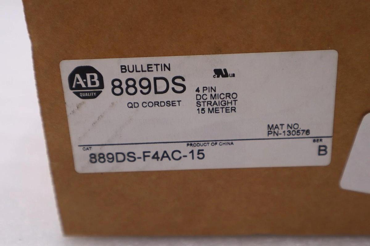 NEW OPEN BOX Allen Bradley QD Cordset 889DS-F4AC-15 Ser. B STOCK 4878