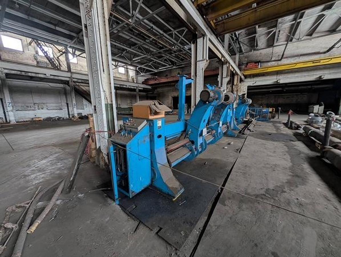 Used 98" WIDE MARQUIP 84" DIAMETER SHAFTLESS FLOOR PICKUP UNWIND STAND BACKSTAND