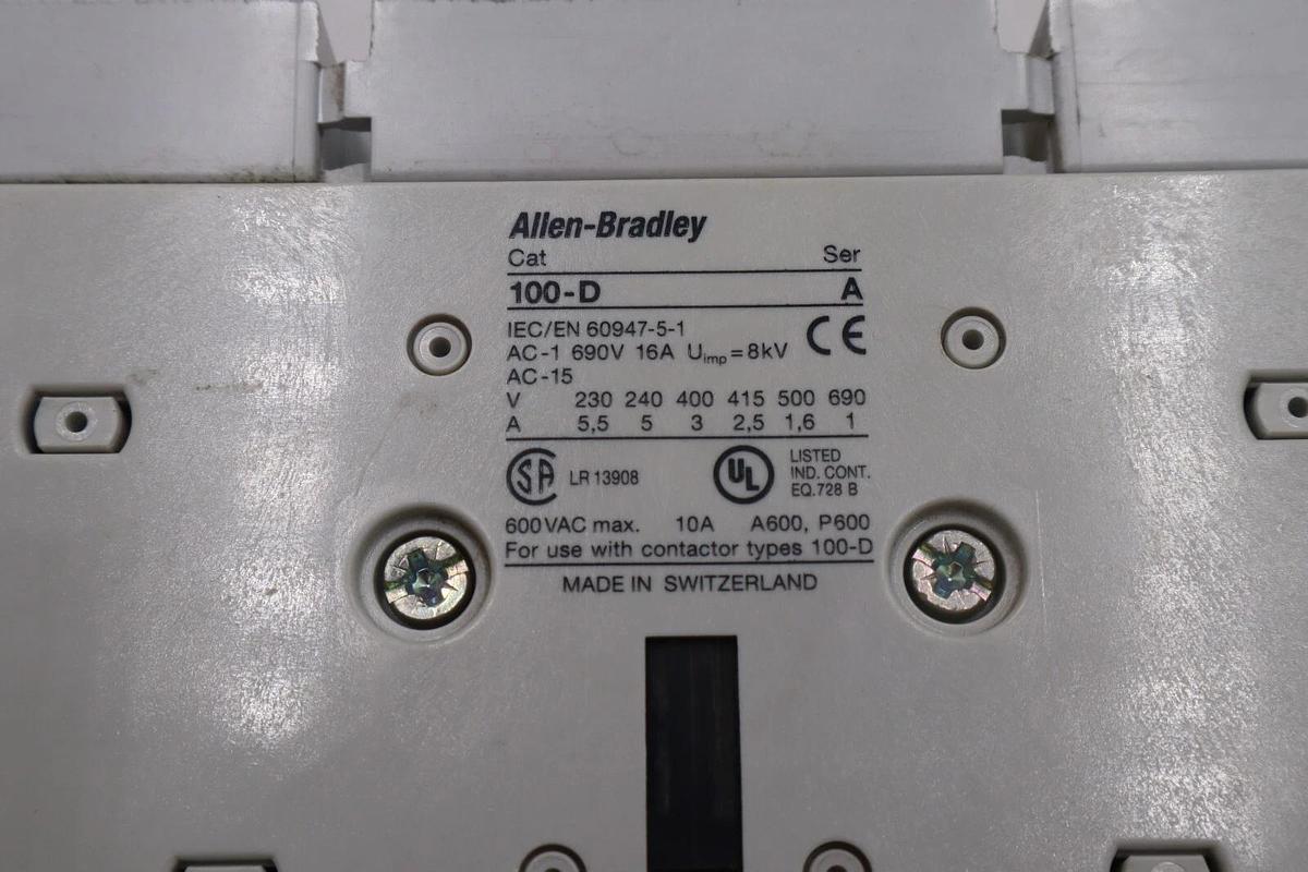 Used ALLEN-BRADLEY 100-D300 CONTACTOR 600 VAC MAX STOCK L-715