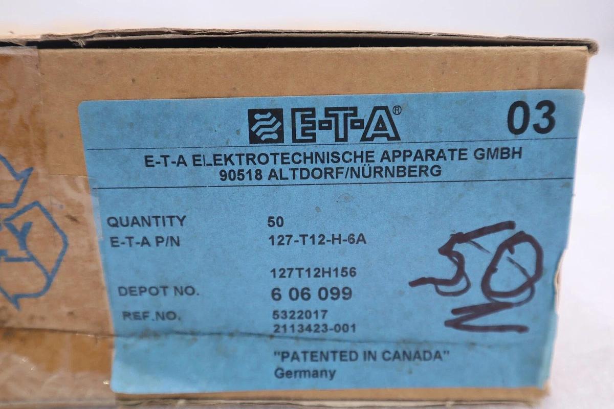 ETA 127-T12-H-6A THERMAL OVERCURRENT CIRCUIT BREAKER  #K-2414