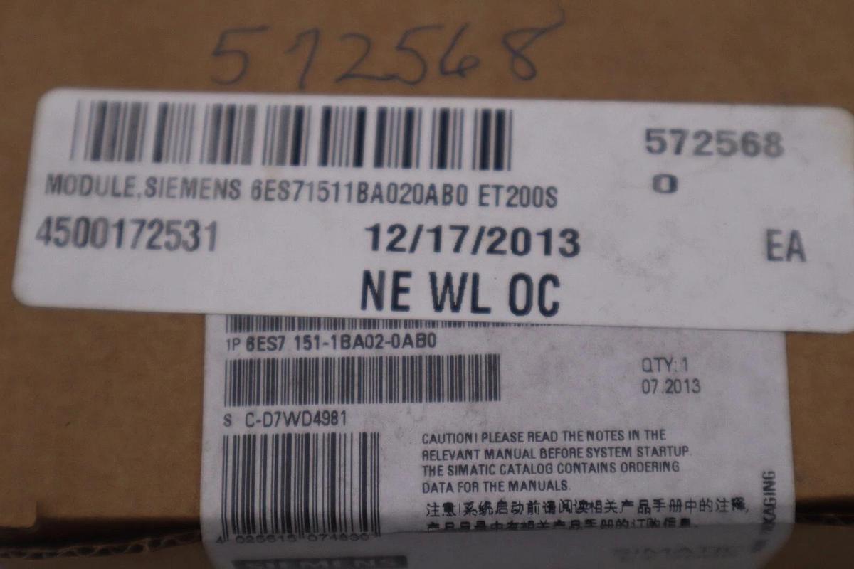 Used Siemens SIMATIC S7 6ES7 151-1BA02-0AB0 Interface Module NEW SEALED UNIT #G409A