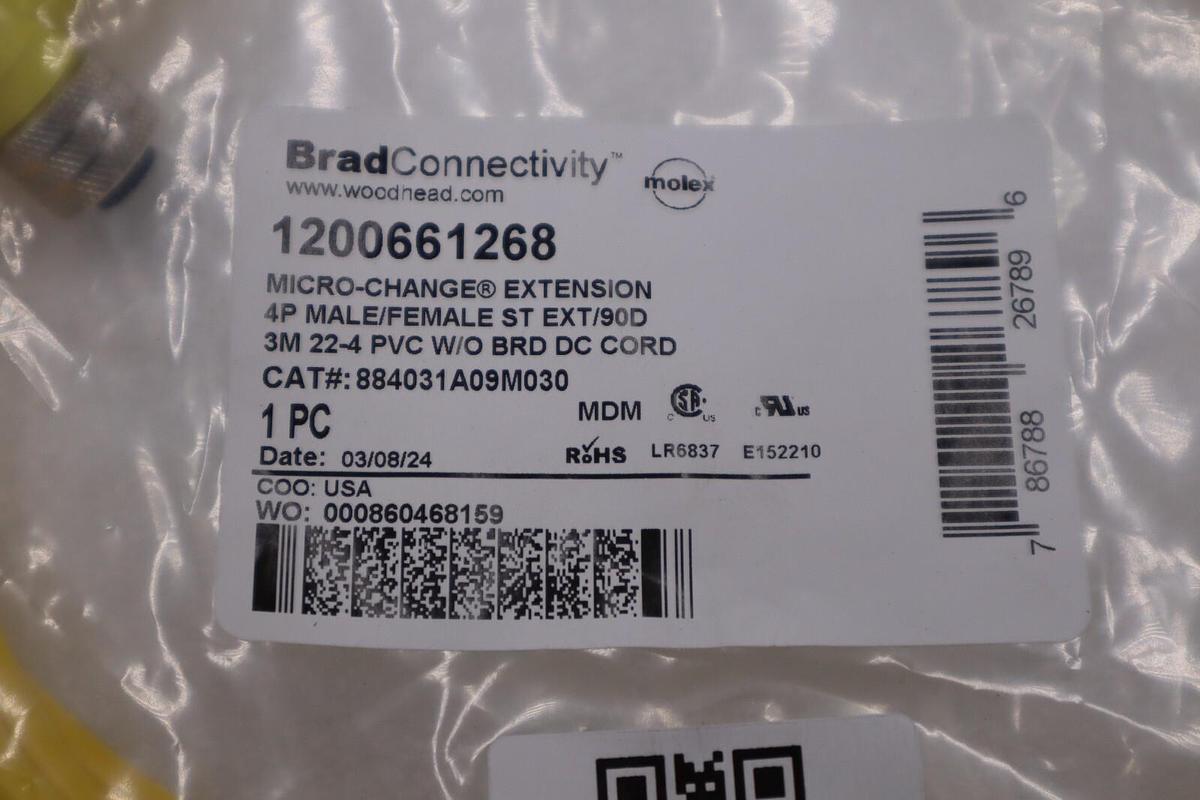 NEW Woodhead Connectivity 884031A09M030 Cordset Cable Connector STOCK H1003